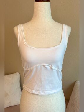 Abercrombie & Fitch Seamless Cotton Blend Corset Tank Top White Womens M Cropped